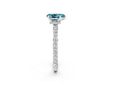 White gold Pear Cut Blue Topaz Solitaire Engagement Ring with Pavé Band and Four-Prong Setting_2