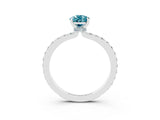 White gold Pear Cut Blue Topaz Solitaire Engagement Ring with Pavé Band and Four-Prong Setting_3