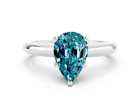 White gold Pear Cut Blue Topaz Solitaire Engagement Ring with Round Band and Four-Prong Setting_19