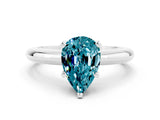 White gold Pear Cut Blue Topaz Solitaire Engagement Ring with Round Band and Four-Prong Setting_24