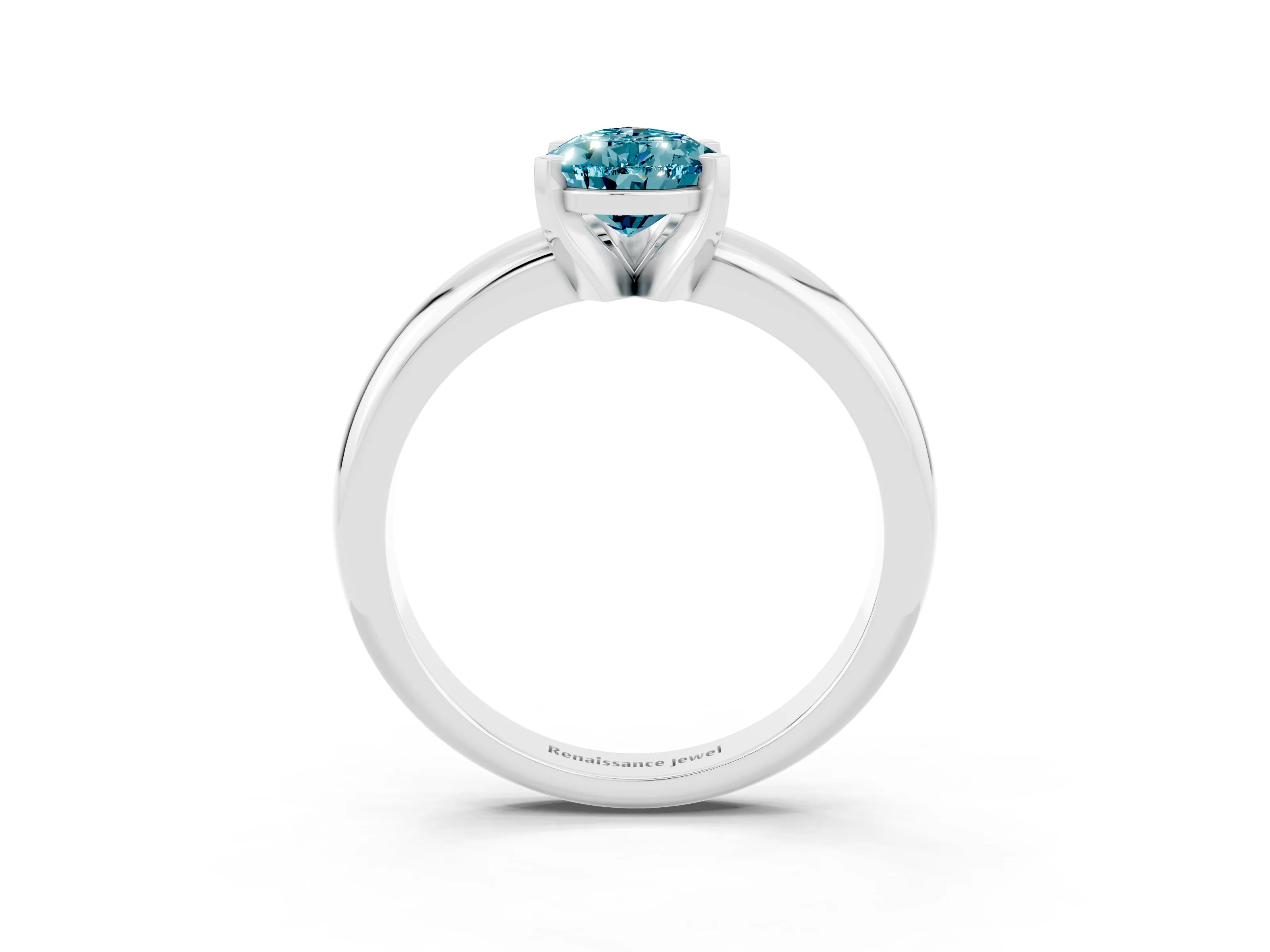 White gold Pear Cut Blue Topaz Solitaire Engagement Ring with Round Band and Four-Prong Setting_27