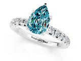 White gold Pear Cut Blue Topaz Solitaire Pavé Engagement Ring with Round Band and Prong Setting_13