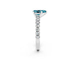 White gold Pear Cut Blue Topaz Solitaire Pavé Engagement Ring with Round Band and Prong Setting_14