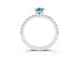 White gold Pear Cut Blue Topaz Solitaire Pavé Engagement Ring with Round Band and Prong Setting_15