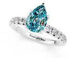 White gold Pear Cut Blue Topaz Solitaire Pavé Engagement Ring with Round Band and Prong Setting_67