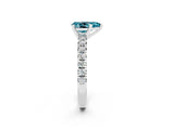 White gold Pear Cut Blue Topaz Solitaire Pavé Engagement Ring with Round Band and Prong Setting_68