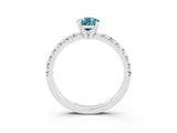 White gold Pear Cut Blue Topaz Solitaire Pavé Engagement Ring with Round Band and Prong Setting_69