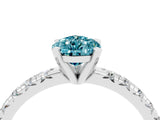 White gold Pear Cut Blue Topaz Solitaire Pavé Engagement Ring with Round Band and Prong Setting_70