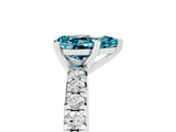 White gold Pear Cut Blue Topaz Solitaire Pavé Engagement Ring with Round Band and Prong Setting_71