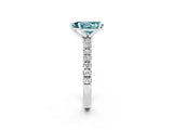White gold Pear Cut Blue Topaz Solitaire Ring with Pavé Accents and Four-Prong Setting_2