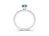 White gold Pear Cut Blue Topaz Solitaire Ring with Pavé Accents and Four-Prong Setting_3
