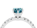 White gold Pear Cut Blue Topaz Solitaire Ring with Pavé Accents and Four-Prong Setting_4