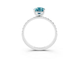 White gold Pear Cut Blue Topaz Solitaire Ring with Pave Band and Four Prong Setting_39