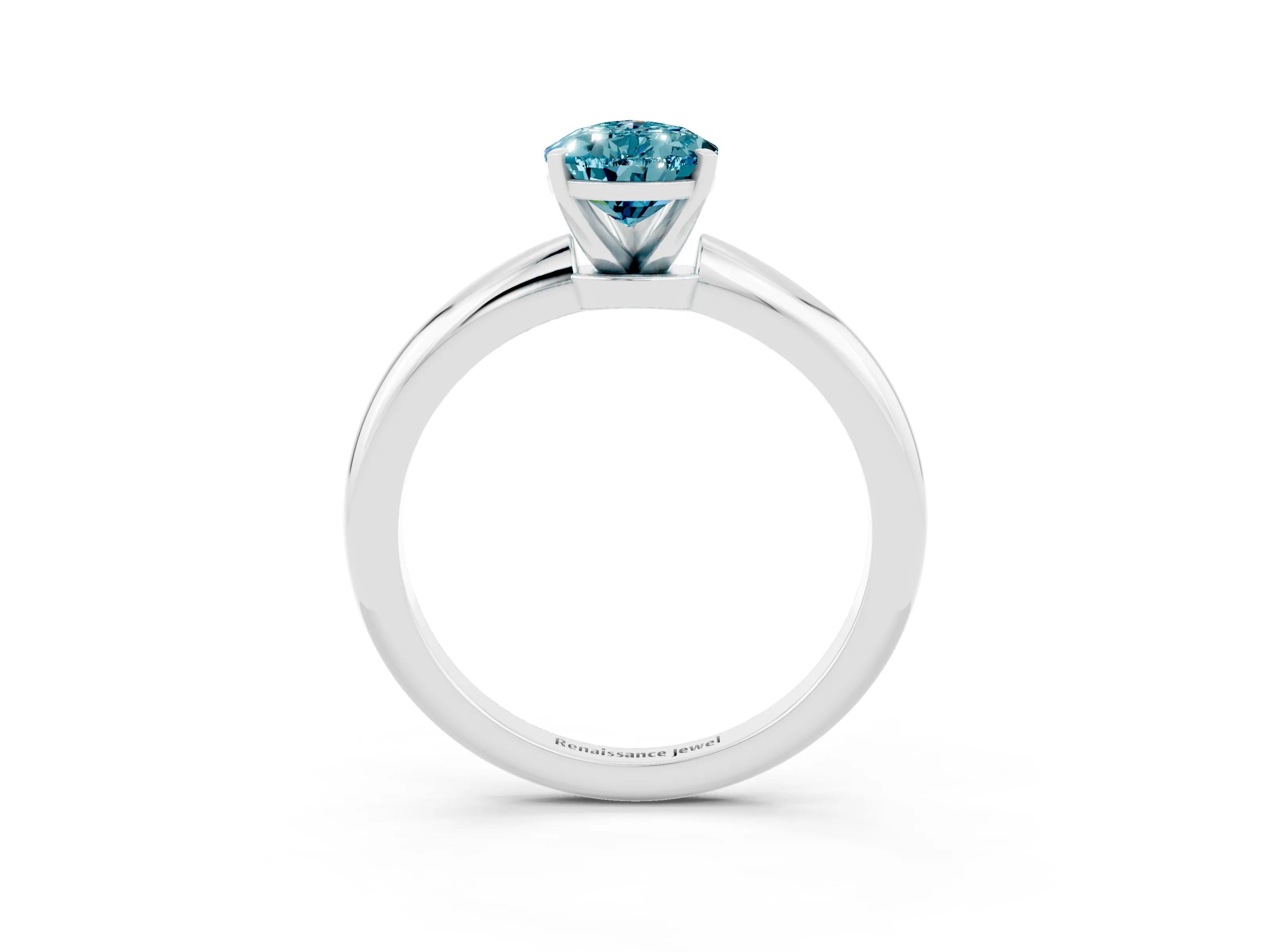 White gold Pear Cut Blue Topaz Solitaire Ring with Six-Prong Setting and Classic Band_15