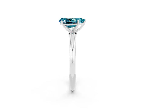White gold Pear Cut Blue Topaz Solitaire Ring with Six-Prong Setting and Classic Band_2