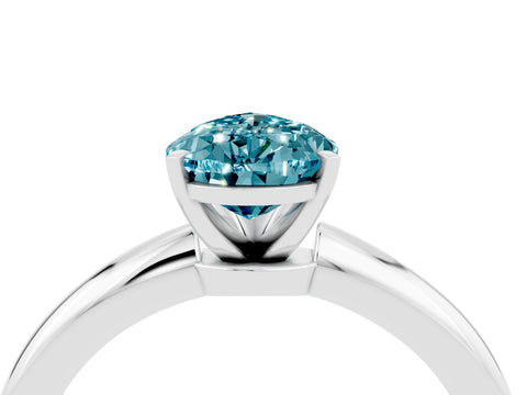 White gold Pear Cut Blue Topaz Solitaire Ring with Six-Prong Setting and Classic Band_4