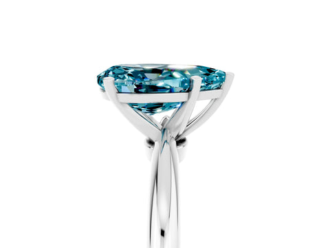 White gold Pear Cut Blue Topaz Solitaire Ring with Six-Prong Setting and Classic Band_5