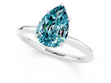White gold Pear Cut Blue Topaz Solitaire Ring with Thin Band and Four-Prong Setting_13