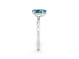 White gold Pear Cut Blue Topaz Solitaire Ring with Thin Band and Four-Prong Setting_14