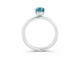 White gold Pear Cut Blue Topaz Solitaire Ring with Thin Band and Four-Prong Setting_15
