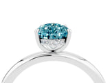 White gold Pear Cut Blue Topaz Solitaire Ring with Thin Band and Four-Prong Setting_16