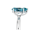White gold Pear Cut Blue Topaz Solitaire Ring with Thin Band and Four-Prong Setting_17