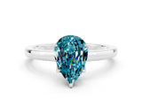 White gold Pear Cut Blue Topaz Solitaire Ring with Thin Band and Prong Setting_12