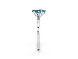 White gold Pear Cut Blue Topaz Solitaire Ring with Thin Band and Prong Setting_14
