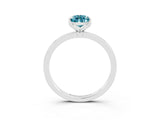 White gold Pear Cut Blue Topaz Solitaire Ring with Thin Band and Prong Setting_15