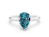 White gold Pear Cut Blue Topaz Solitaire Ring with Thin Band and Prong Setting_36