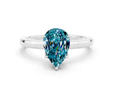 White gold Pear Cut Blue Topaz Solitaire Ring with Thin Band and Prong Setting_48