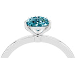 White gold Pear Cut Blue Topaz Solitaire Ring with Thin Band and Prong Setting_76