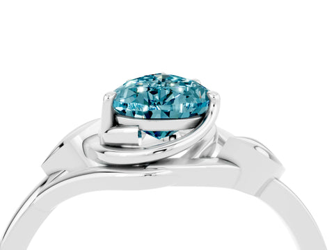 White gold Pear Cut Blue Topaz Solitaire Ring with Twist Band and Four-Prong Setting_40