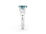 White gold Pear Cut Blue Topaz Solitaire Ring with Wide Band and Prong Setting_2