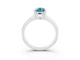 White gold Pear Cut Blue Topaz Solitaire Ring with Wide Band and Prong Setting_3