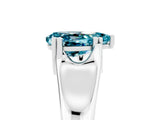 White gold Pear Cut Blue Topaz Solitaire Ring with Wide Band and Prong Setting_5