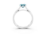 White gold Pear Cut Blue Topaz Solitaire Twist Band Prong Setting Ring_81