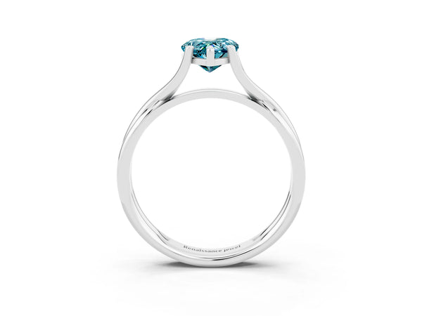 Platinum Pear Cut Blue Topaz Solitaire Twist Band Prong Setting Ring
