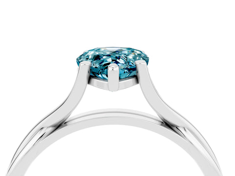 White gold Pear Cut Blue Topaz Solitaire Twist Band Prong Setting Ring_88