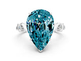 White gold Pear Cut Blue Topaz Solitaire Twisted Band with Round  Accents and Prong Setting_12