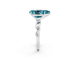 White gold Pear Cut Blue Topaz Solitaire Twisted Band with Round  Accents and Prong Setting_14