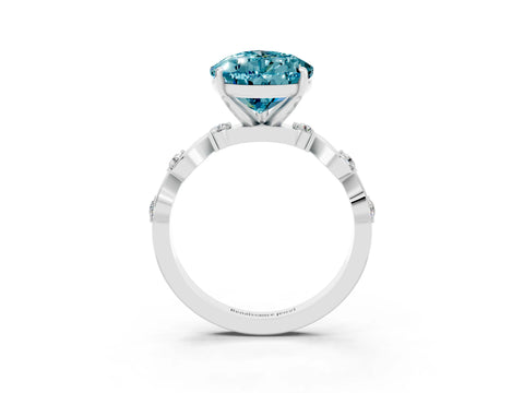 White gold Pear Cut Blue Topaz Solitaire Twisted Band with Round  Accents and Prong Setting_15