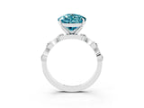 White gold Pear Cut Blue Topaz Solitaire Twisted Band with Round  Accents and Prong Setting_15