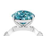 White gold Pear Cut Blue Topaz Solitaire Twisted Band with Round  Accents and Prong Setting_16