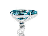 White gold Pear Cut Blue Topaz Solitaire Twisted Band with Round  Accents and Prong Setting_17