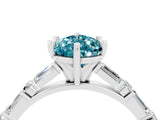White gold Pear Cut Blue Topaz Solitaire with Side Baguettes and Channel Set Band_40