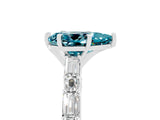 White gold Pear Cut Blue Topaz Solitaire with Side Baguettes and Channel Set Band_41