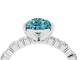 White gold Pear Cut Blue Topaz Solitaire with Side Stones, Pave Band, Four-Prong Setting_40
