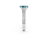 White gold Pear Cut Blue Topaz Split Shank Engagement Ring with Pavé Band_2