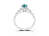 White gold Pear Cut Blue Topaz Split Shank Engagement Ring with Pavé Band_3